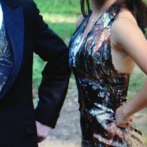 Real Tree Camouflage Floor-Length Dress